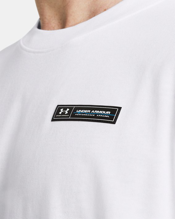 Men's UA Heavyweight Armour Label Short Sleeve in White image number 2